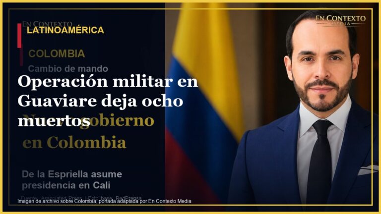Imagen informativa sobre una operación de seguridad en Colombia.