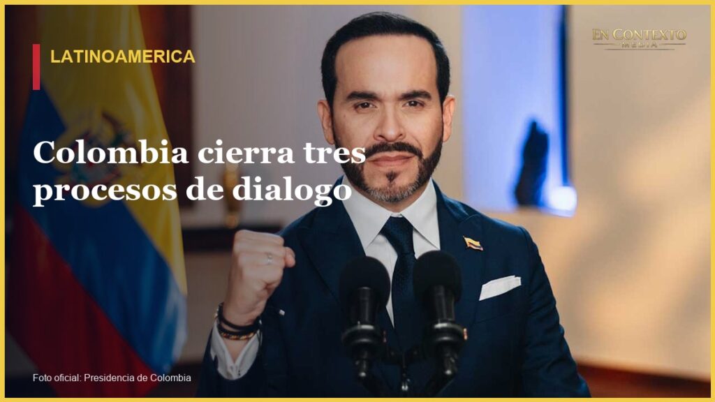 El presidente de Colombia durante la alocucion en la que anuncio el fin de tres procesos de dialogo.