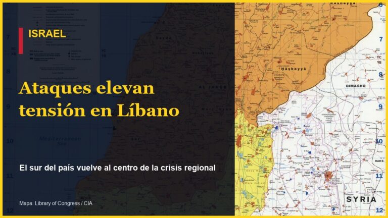 Mapa del sur del Líbano y regiones cercanas