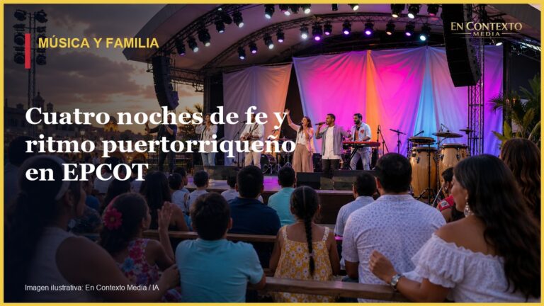Familias disfrutan un concierto al aire libre durante un festival cultural y gastronómico.