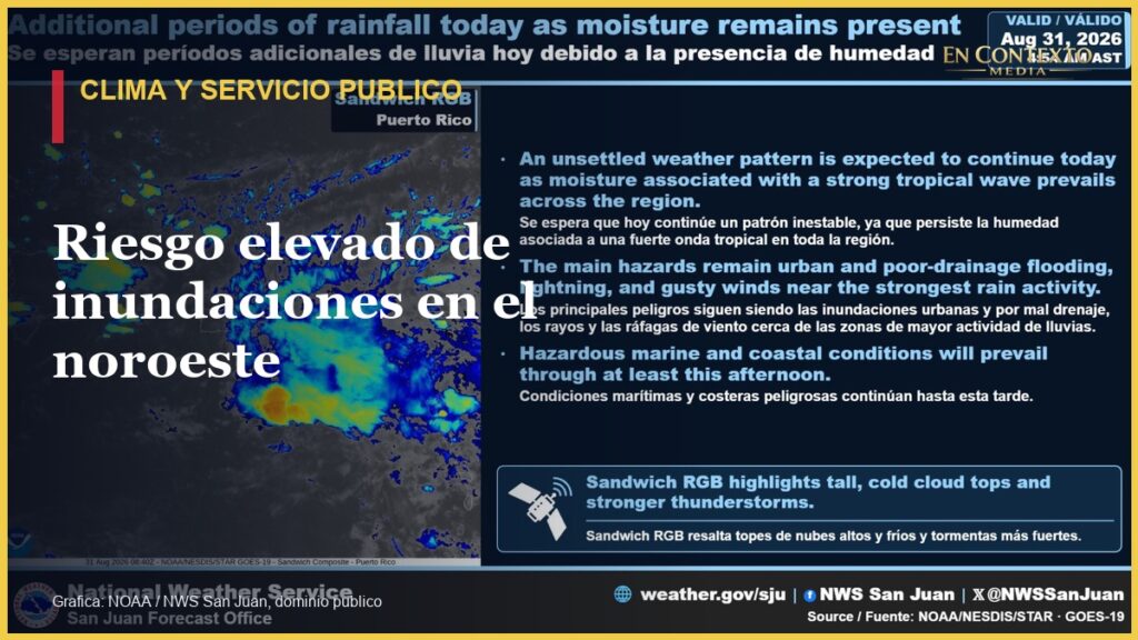 Grafica meteorologica oficial del Servicio Nacional de Meteorologia para Puerto Rico.
