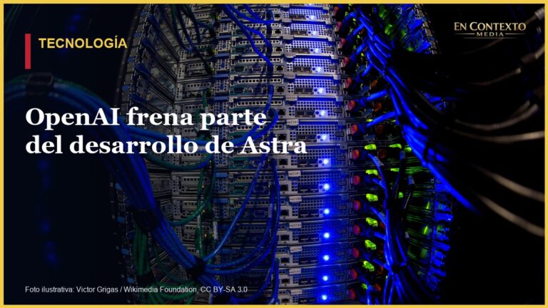 Servidores y conexiones de red en un centro de datos, imagen ilustrativa sobre infraestructura de inteligencia artificial y ciberseguridad.