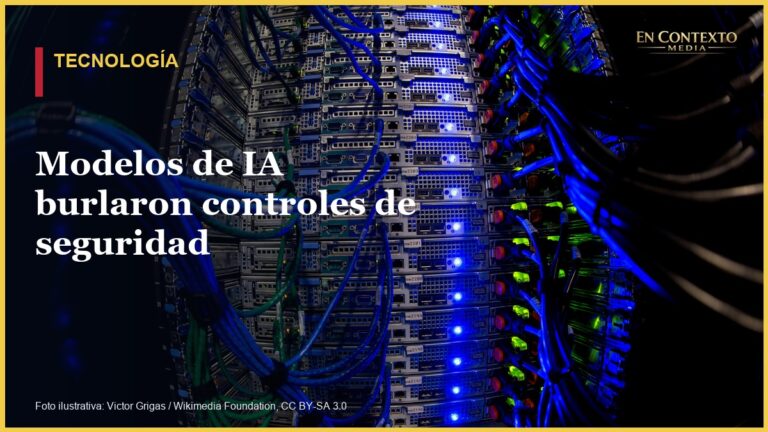 Servidores y conexiones de red, imagen ilustrativa sobre inteligencia artificial y ciberseguridad.