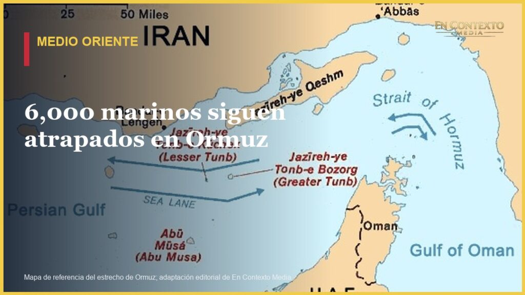 Mapa del estrecho de Ormuz y el golfo Pérsico.