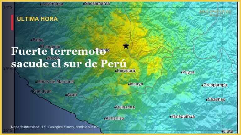Mapa oficial de intensidad del terremoto registrado en Ayacucho, Perú, el 20 de agosto de 2026.