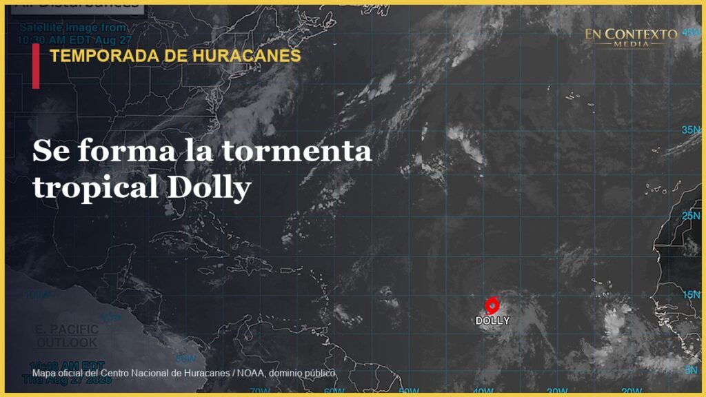 Mapa oficial del Atlántico emitido por el Centro Nacional de Huracanes tras la formación de Dolly.