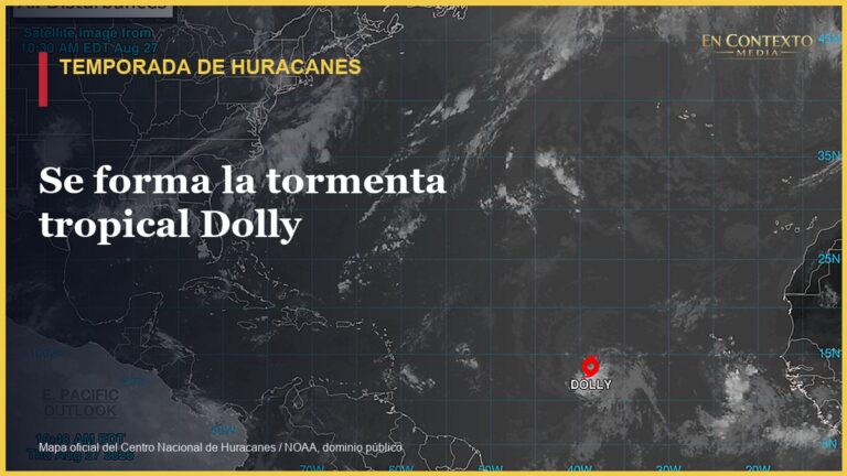 Mapa oficial del Atlántico emitido por el Centro Nacional de Huracanes tras la formación de Dolly.