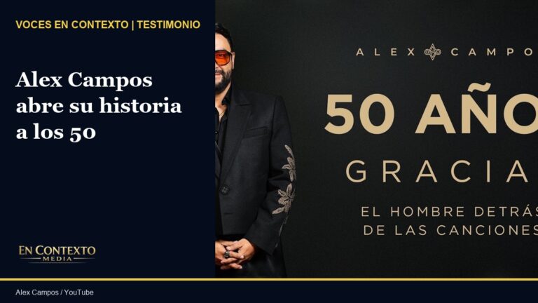 Alex Campos en la imagen oficial de su relato autobiografico por sus 50 anos.