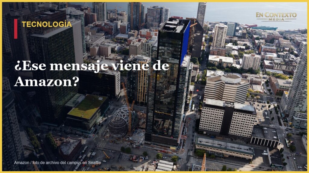Vista aérea del campus de Amazon en Seattle, fotografía de archivo suministrada por su sala de prensa.