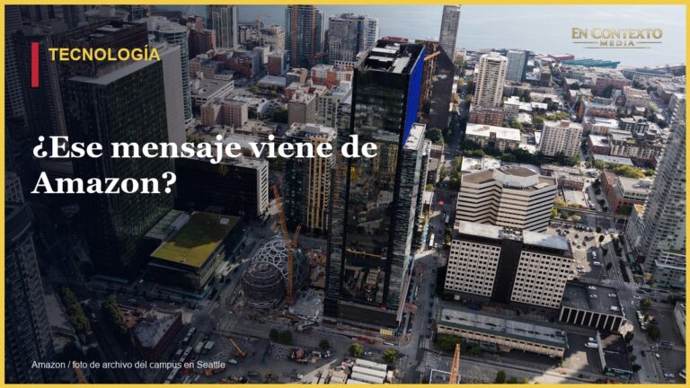 Vista aérea del campus de Amazon en Seattle, fotografía de archivo suministrada por su sala de prensa.