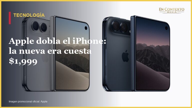 El iPhone Duo abierto y cerrado en los colores Star White y Night Sky presentados por Apple.