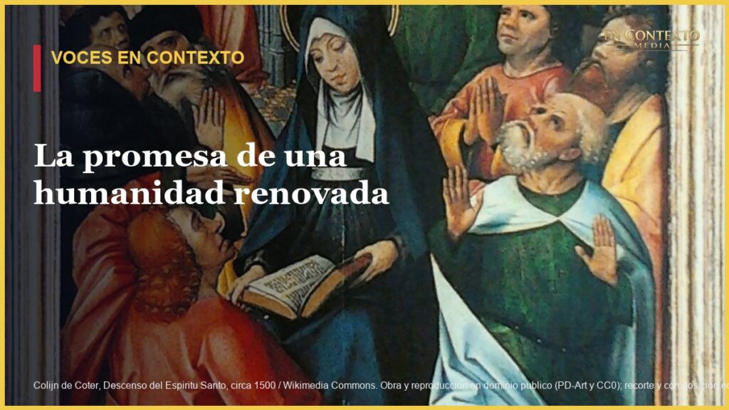 Pintura historica de Pentecostes que representa el descenso del Espiritu Santo.