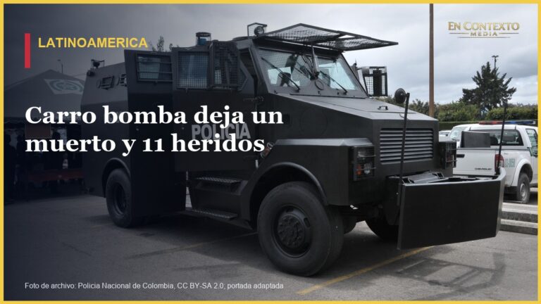 Vehiculo de la Policia Nacional de Colombia en una fotografia de archivo.