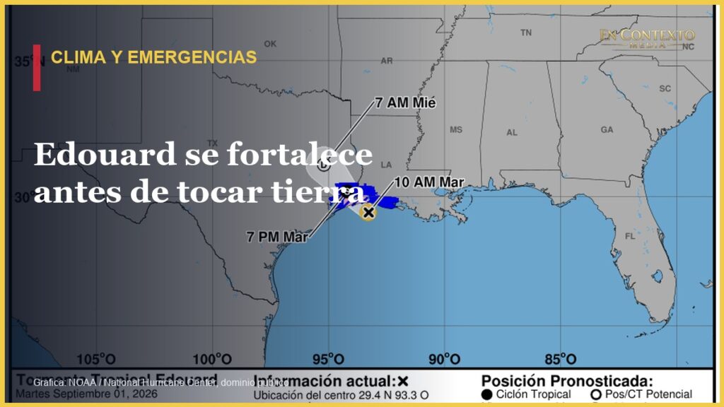 Cono oficial en espanol de la tormenta tropical Edouard.
