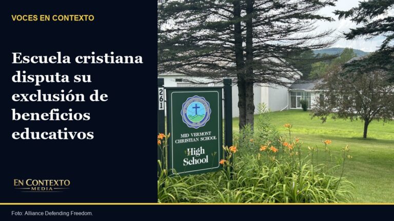 Entrada y letrero de Mid Vermont Christian School en Vermont.