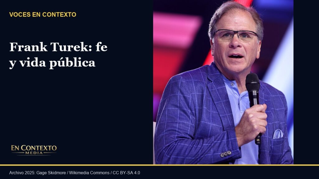 Frank Turek hablando con un micrófono, en una fotografía de archivo de 2025.
