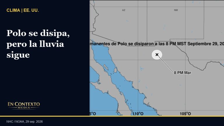 Gráfico final oficial de los remanentes de Polo sobre el noroeste de México.