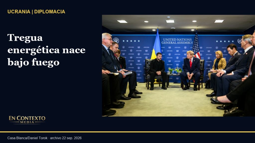 Los presidentes Donald Trump y Volodymyr Zelenskyy conversan durante una reunión bilateral en las Naciones Unidas el 22 de septiembre de 2026.